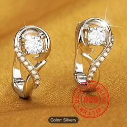 Exquisite Shiny Zircon Inlaid Hoop Earrings 925 Sterling Silver Hypoallergenic Jewelry For Women Wedding Engagement Earrings