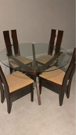 Modern Glass Dining Table Set – 4 Chairs