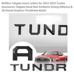 Tailgate Insert Letters For 2022 2023 Toyota Tundra (Matte Black)