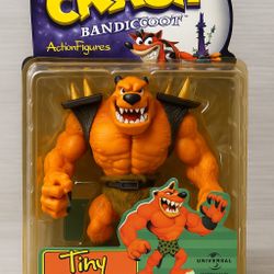 Vintage 1998 Crash Bandicoot “Tiny Tiger” Action Figure – New & Sealed – Rare Resaurus Collectible