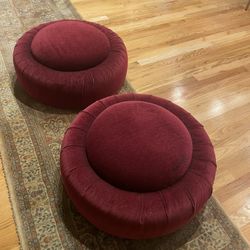 Handcrafted Floor Pound Chairs (Set of 6) - Deep Ruby Red Felt, Ultra Comfort Plush Seating