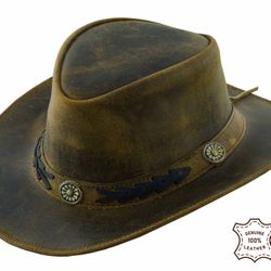 Full Grain Real Leather Hat 