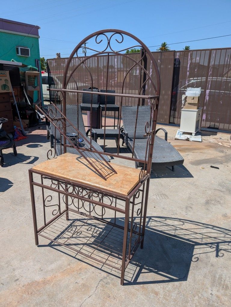 Antique Retro Bakers Rack Microwave Wine Kitchen