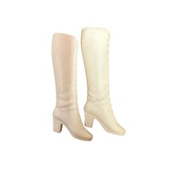 Vtg 1970 Barbie Doll Size SQUISHY LACEUP BOOTS - White