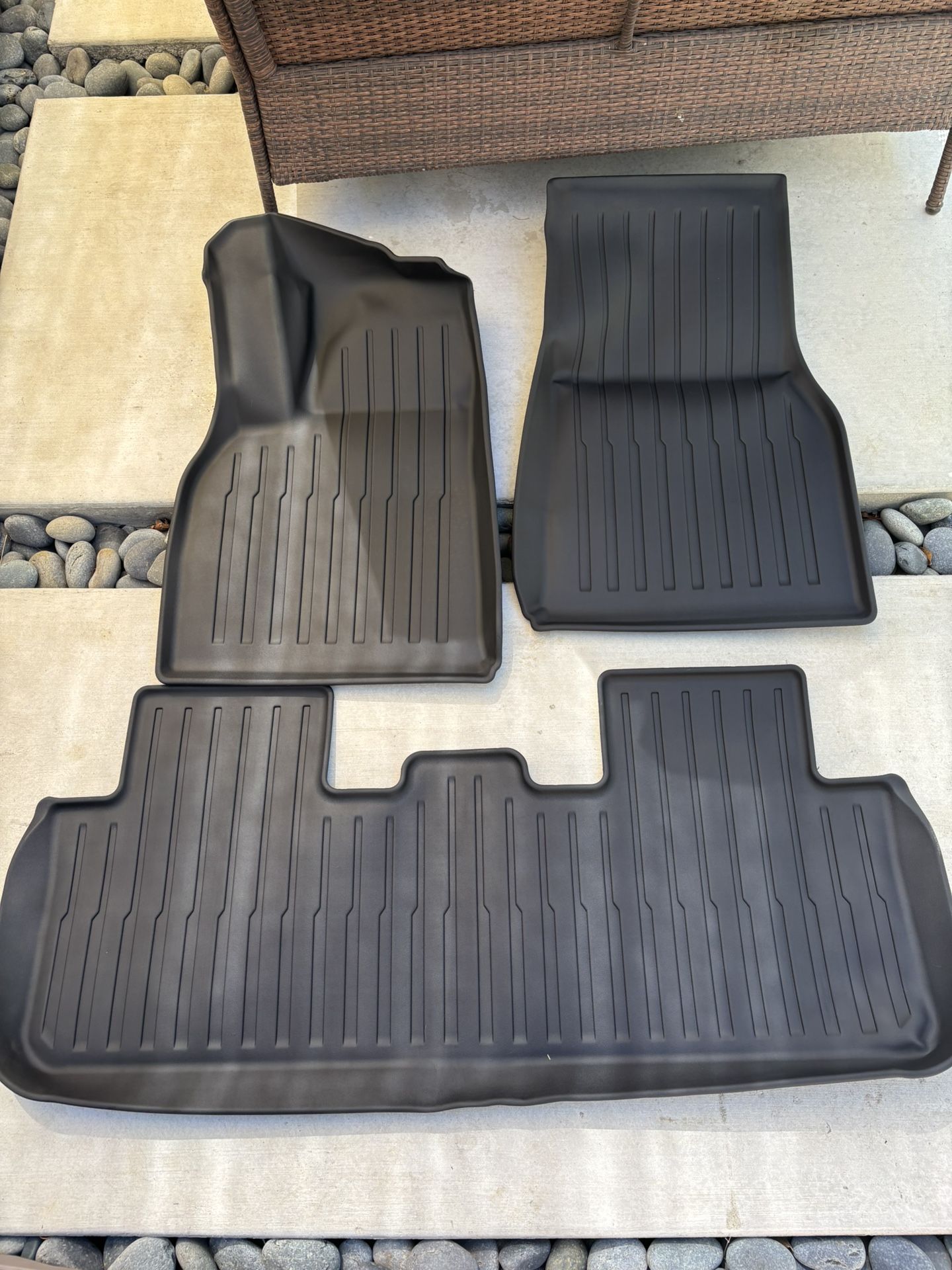 Floor Mats Set for 2025 2026 Tesla Model Y Juniper Accessories, Full Coverage All Weather Floor Mats Cargo Mat with Backrest Protectors