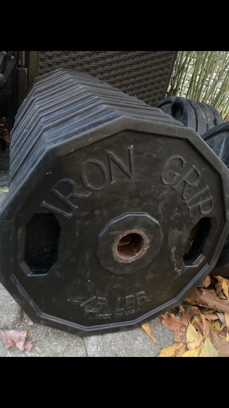 Iron Grip 45 Lb Rubber Wrapped Steel Olympic Plates