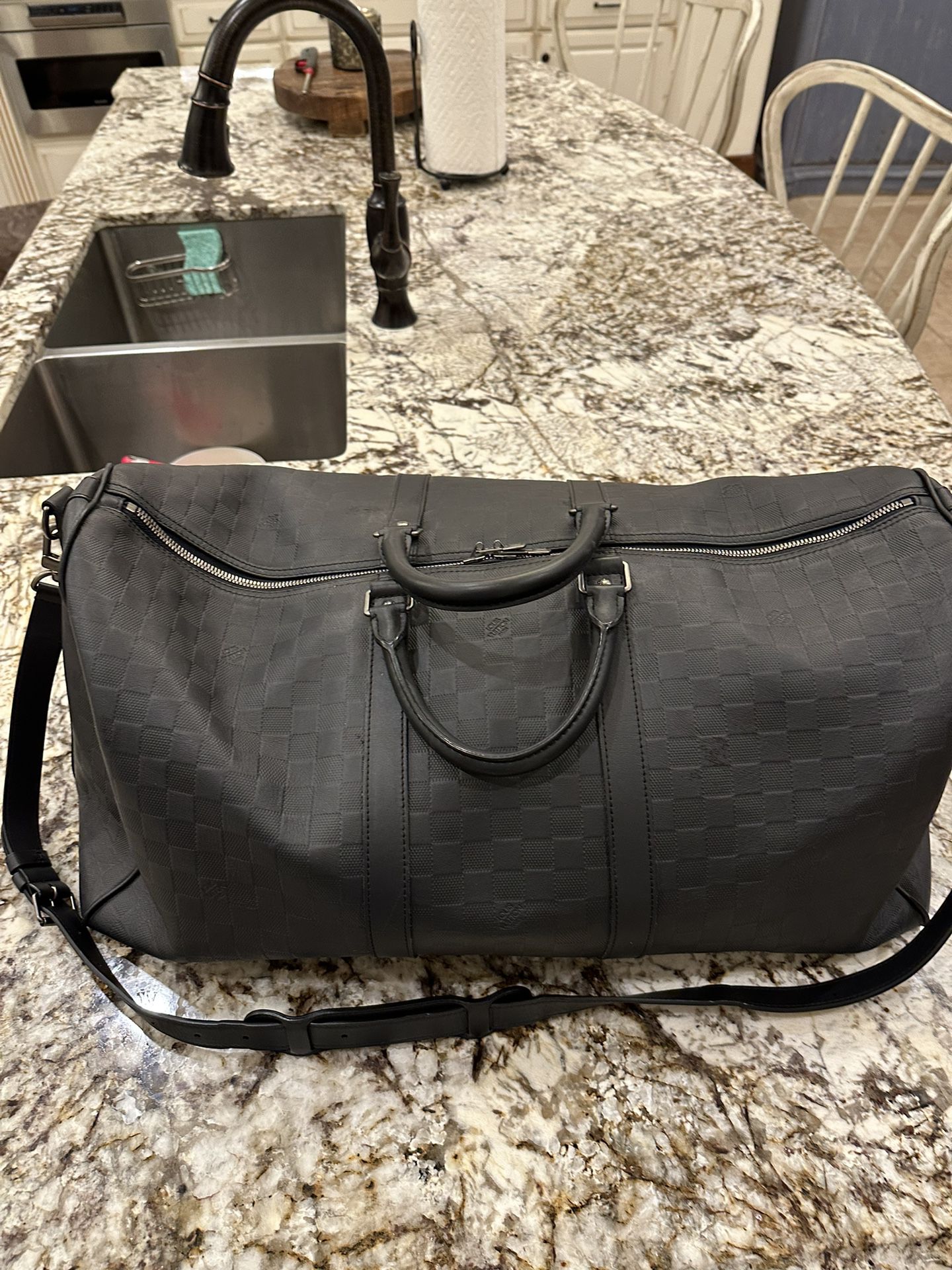 Louis Vuitton Keepall 55 Damier Infini Leather Duffle Bag