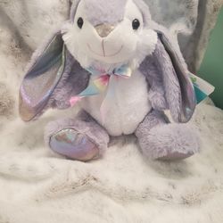 Walmart Gray Rabbit Rainbow Bow 11" Plush Stuffed Animal