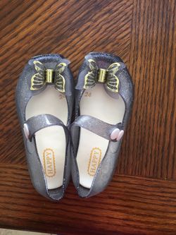 New Grey jelly shoes with butterfly