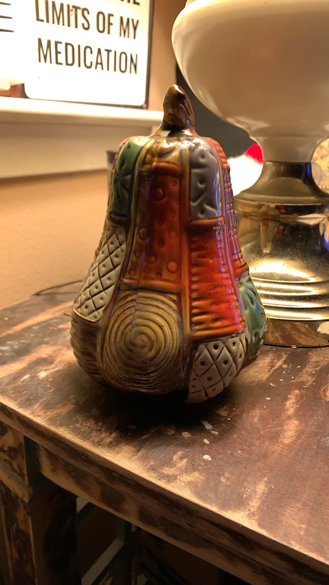 Ceramic Quilt Patchwork Pear Figurine
