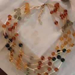 Murano Glass 5 Strand Beaded Glass Necklace 