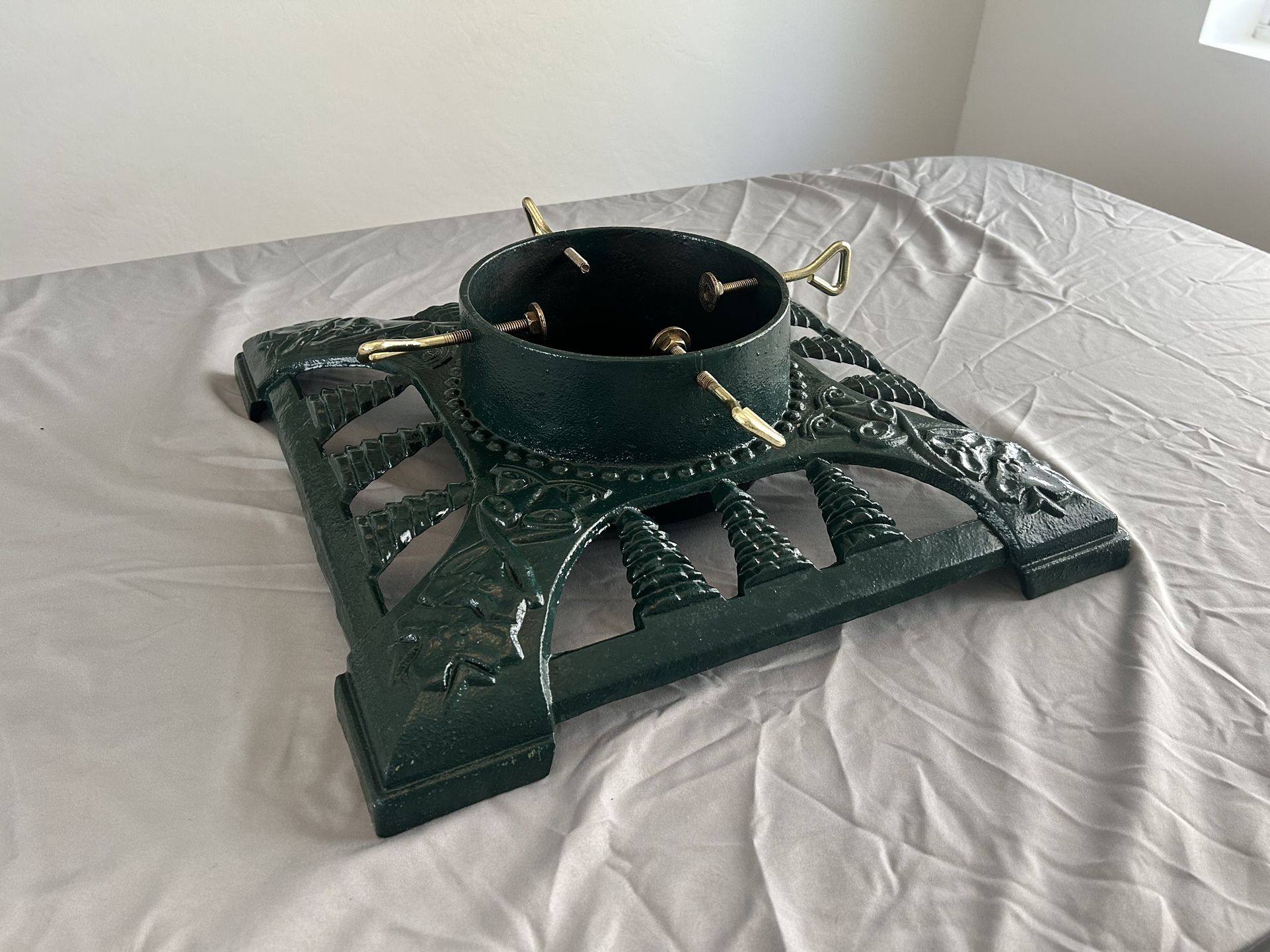 Metal Base Stand Christmas Tree Holder Dark Green In Color