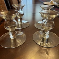 4 Glass Candle Stick Holders 