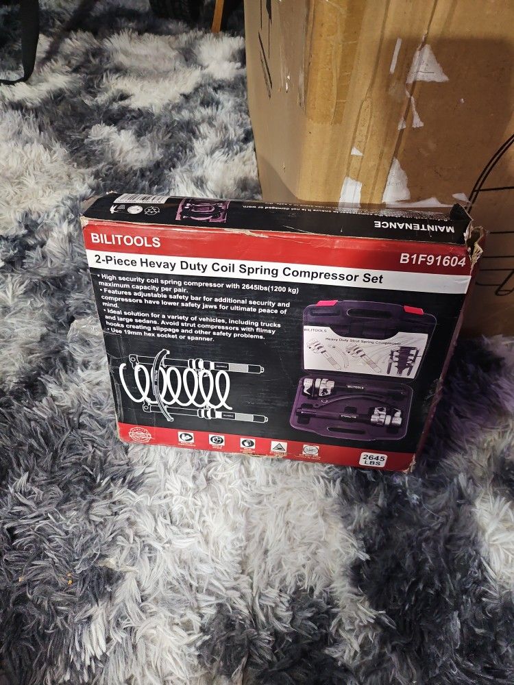 BILITOOLS 2-Piece Coil Spring Compressor Tool Heavy Duty Macpherson Strut Spring Compression Set with Safety Jaws and Holder, Max Load.2645LB