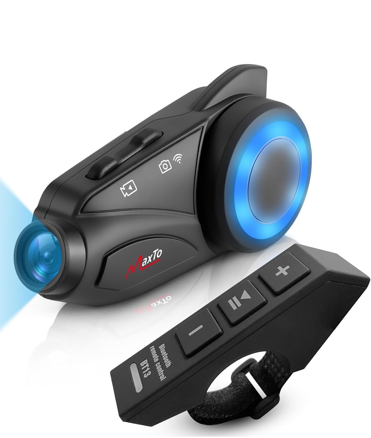 MAXTO Motorcycle Bluetooth Headset with Camera – Brand New