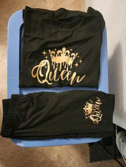 Black Queen Graphic T-Shirt and Jogger Set