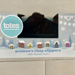 Women Coxy Slippers With Memory Foam Size L ( 7-8) Color Black 