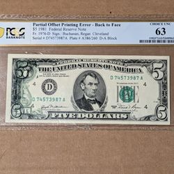 Partial Offset Printing Error - Back To Face