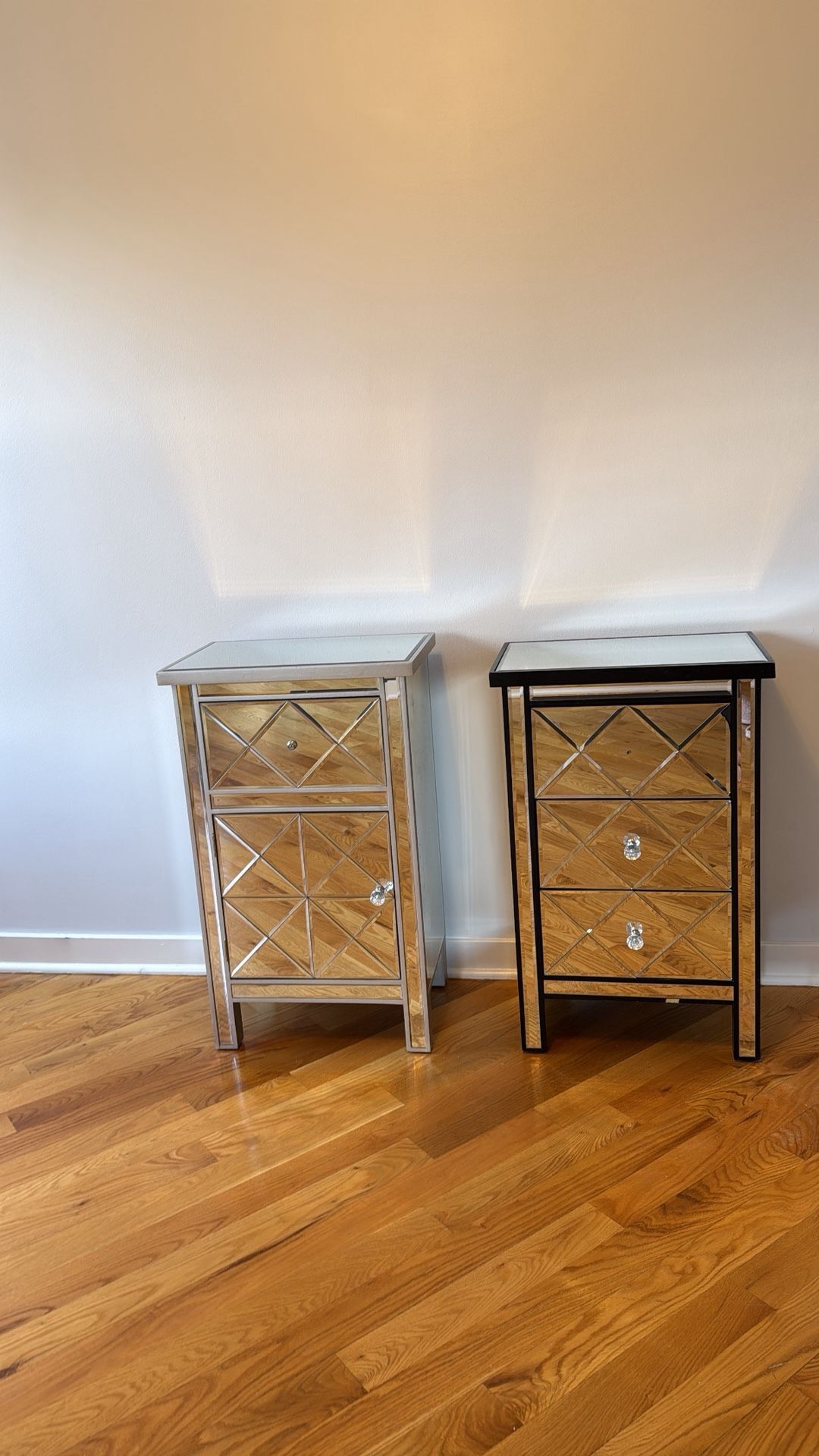 Glass Mirrored Nightstands