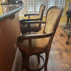 Elegant Wood Upholstered  Bar Stools 