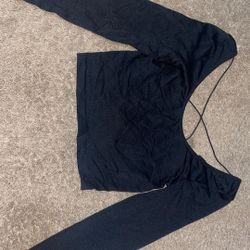 Black Long Sleeve Off The Shoulder Crop Tops