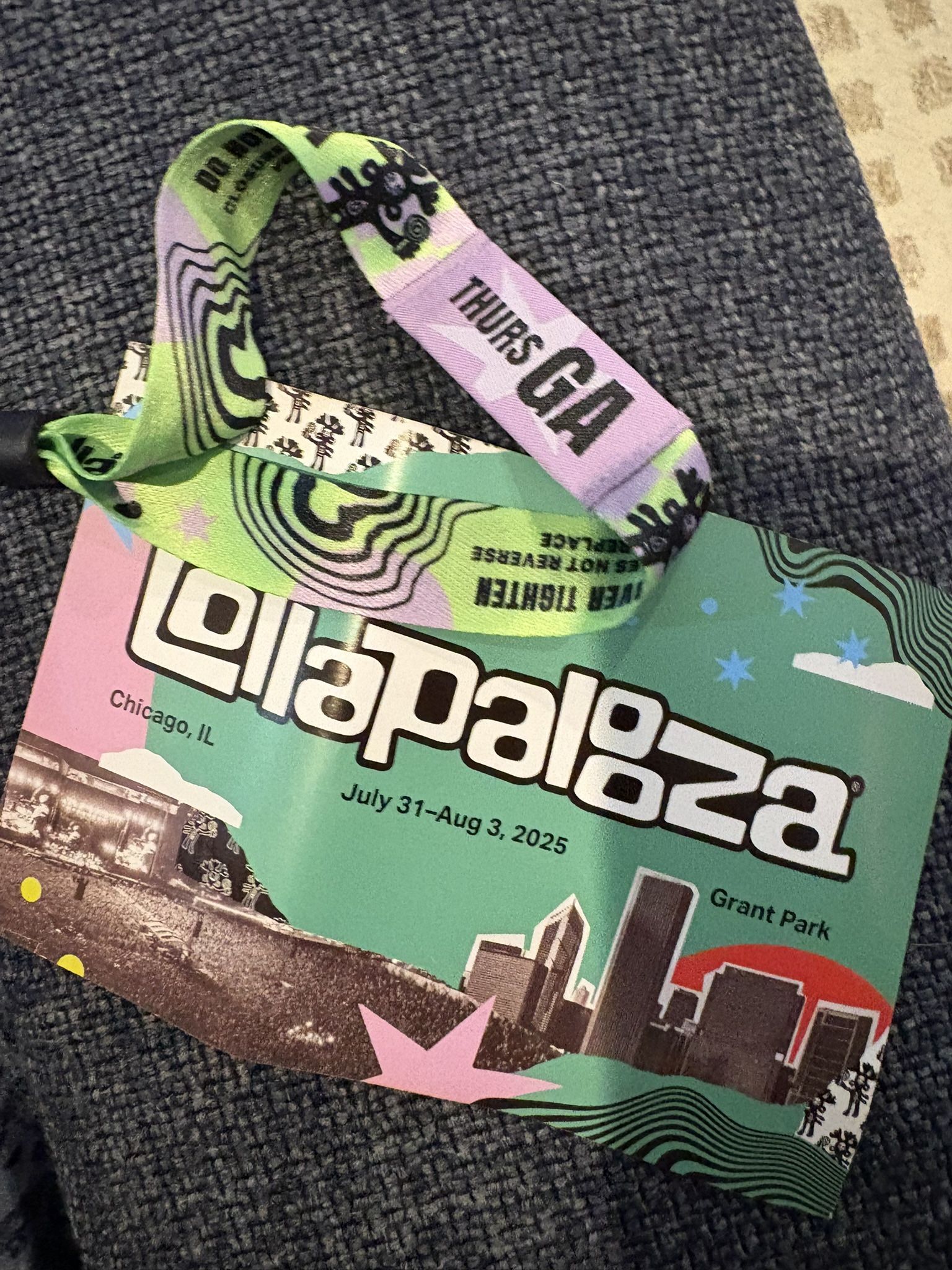 Lollapalooza 2025 Thurs GA Wristband - Chicago