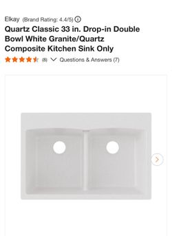 Elkay (Brand Rating: 4.4/5) Quartz Classic 33 in. Drop-in Double Bowl White Granite/Quartz Composite Kitchen Sink Only