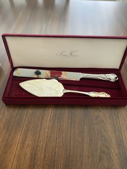 Silver Cake Server with Knife Set