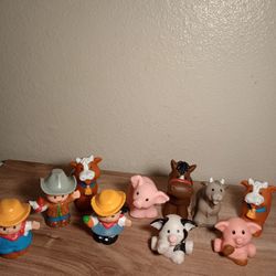 Vintage And New Little People Farm Helpers And Animals Pig Goat Cow Horse Cowboy 