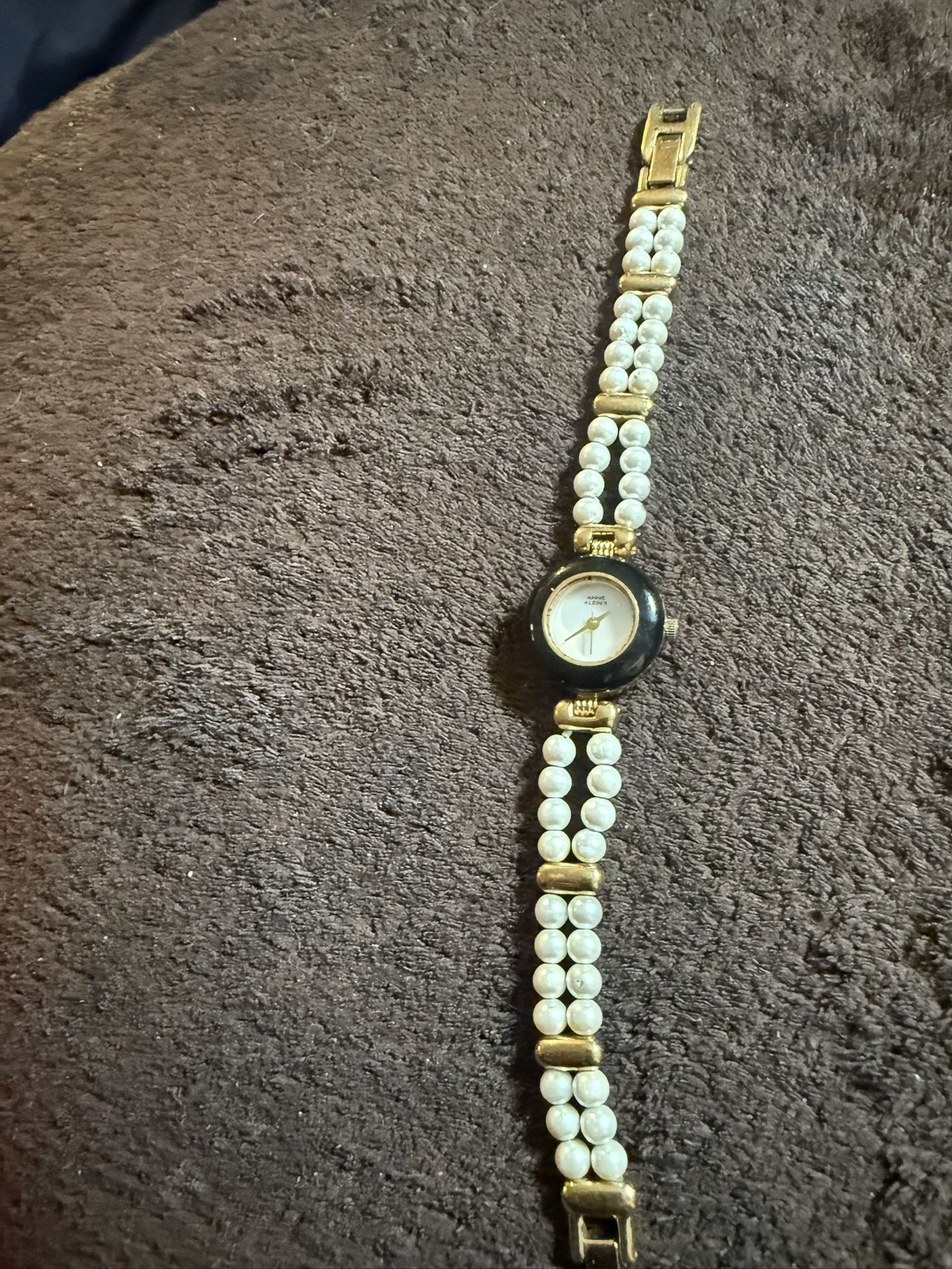 Gorgeous Vintage Annie Klein Real Pearl Bracelet Watch It Fits About 7 Inches