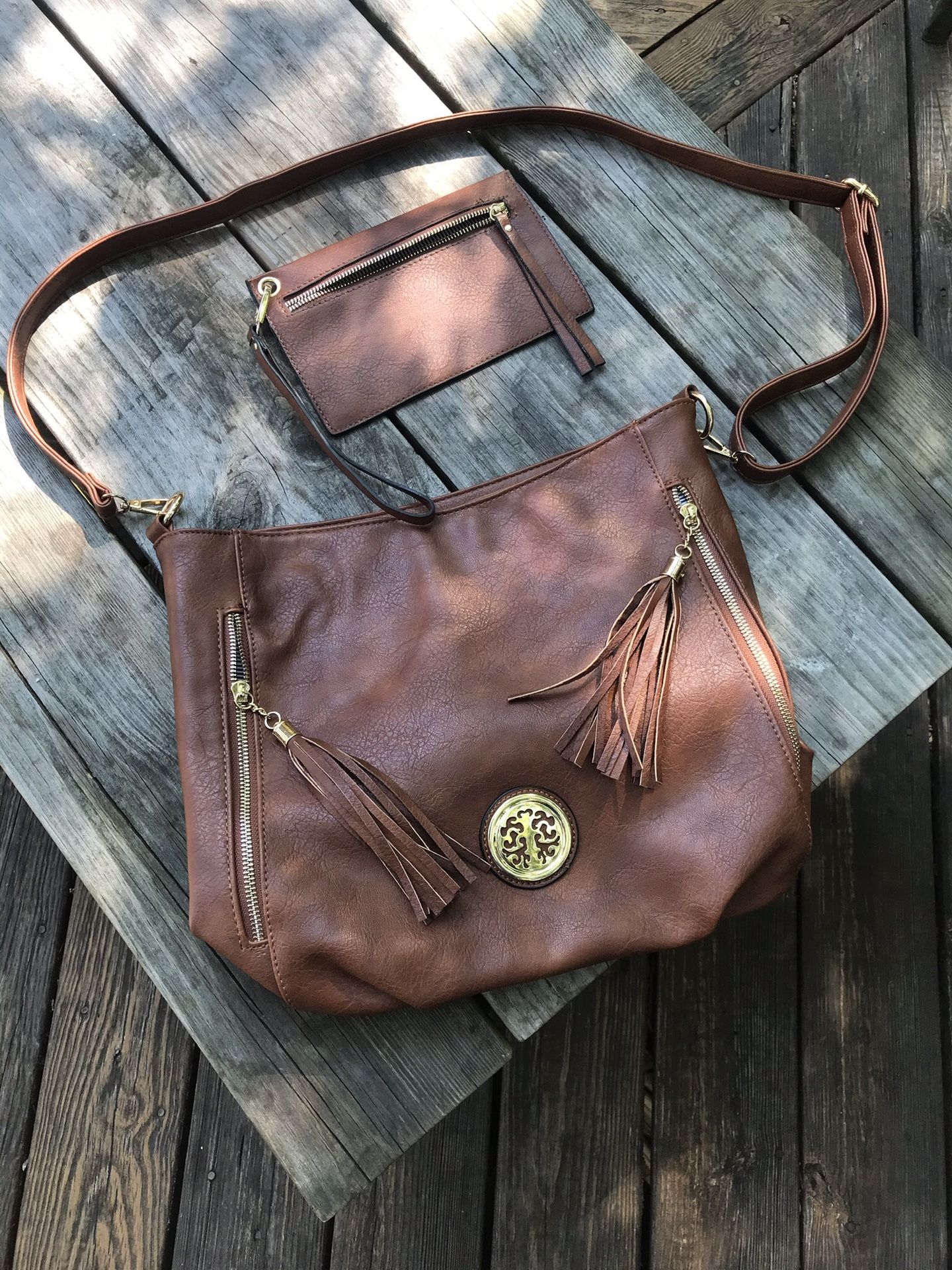 Faux Leather Brown Purse