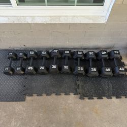 Cast Iron Hex Dumbbell Set – 20-40lb Pairs (300lbs Total)