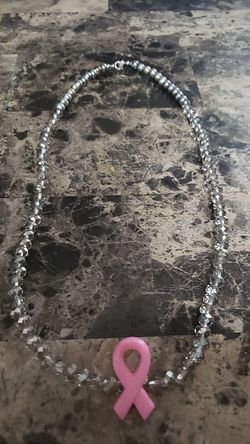 Silver breast cancer necklace