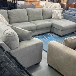 Large 12ft Sectional Grey Perfect For Loft And More Can Reverse The Chaise Lounge Must Sell Can Deliver $1399 New 3pc $10 Down Takes It 