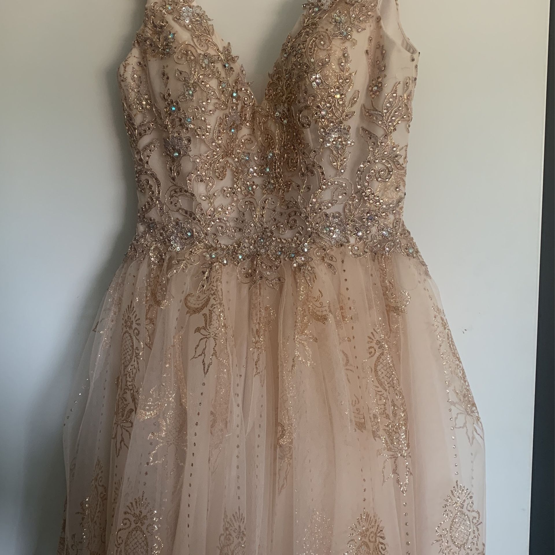 Rose Gold Dress Dama Prom Wedding