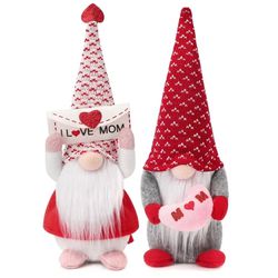 2Pcs Mother's Day Decorations Gnomes Plush Decor Mothers Day Themed Party Gifts, Handmade Envelope I Love Mom Gnomes Tomte Elf Decorations Birthday Gi