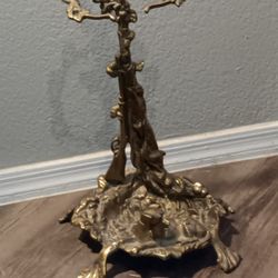 Victorian Antique Brass Dog Fireplace Companion Set 