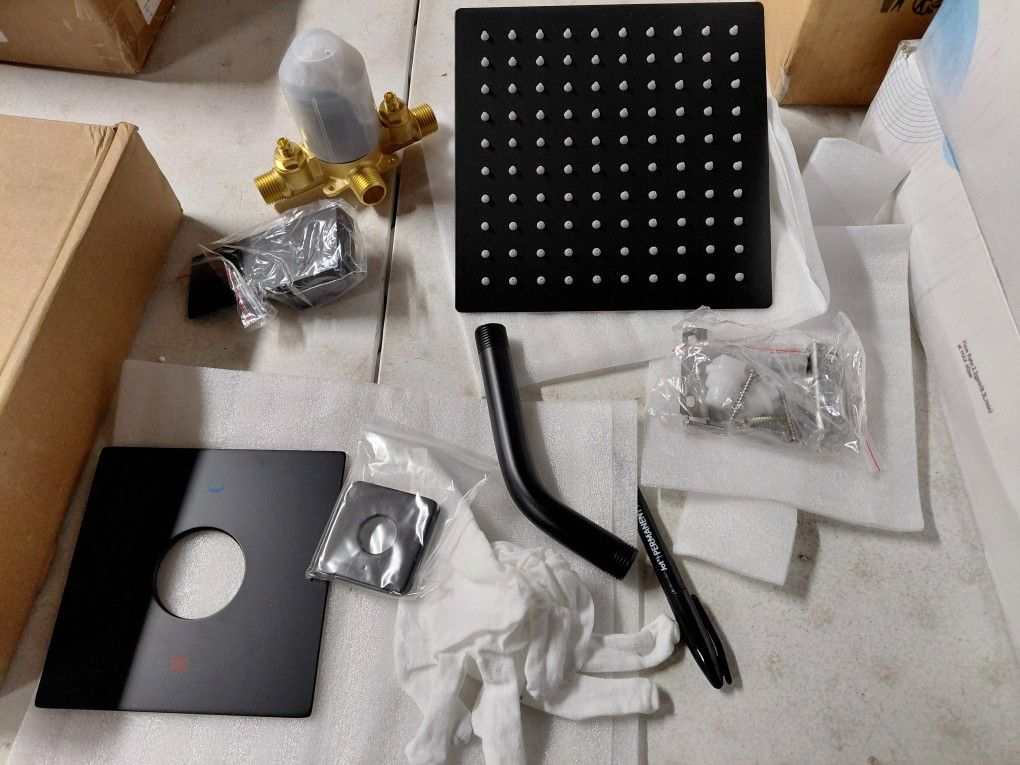 Bwe Single Handle Shower Faucet Set With Valve In Matte Black