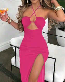 Sexy Long Hot pink dress XL dress