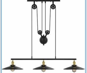 Dining Room Light Fixture  Light for Kitchen Island, Pulley Pool Table Light Fixture, Rustic Farmhouse Chandeliers for Dining Room Foyer Hallway