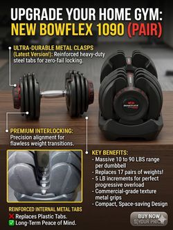 Bowflex adjustable dumbbells 10-90 lbs Pair Bench & Pull Up Bar