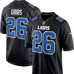 Detroit Lions Jahmyr Gibbs #26 Black Alternate Jersey Size L