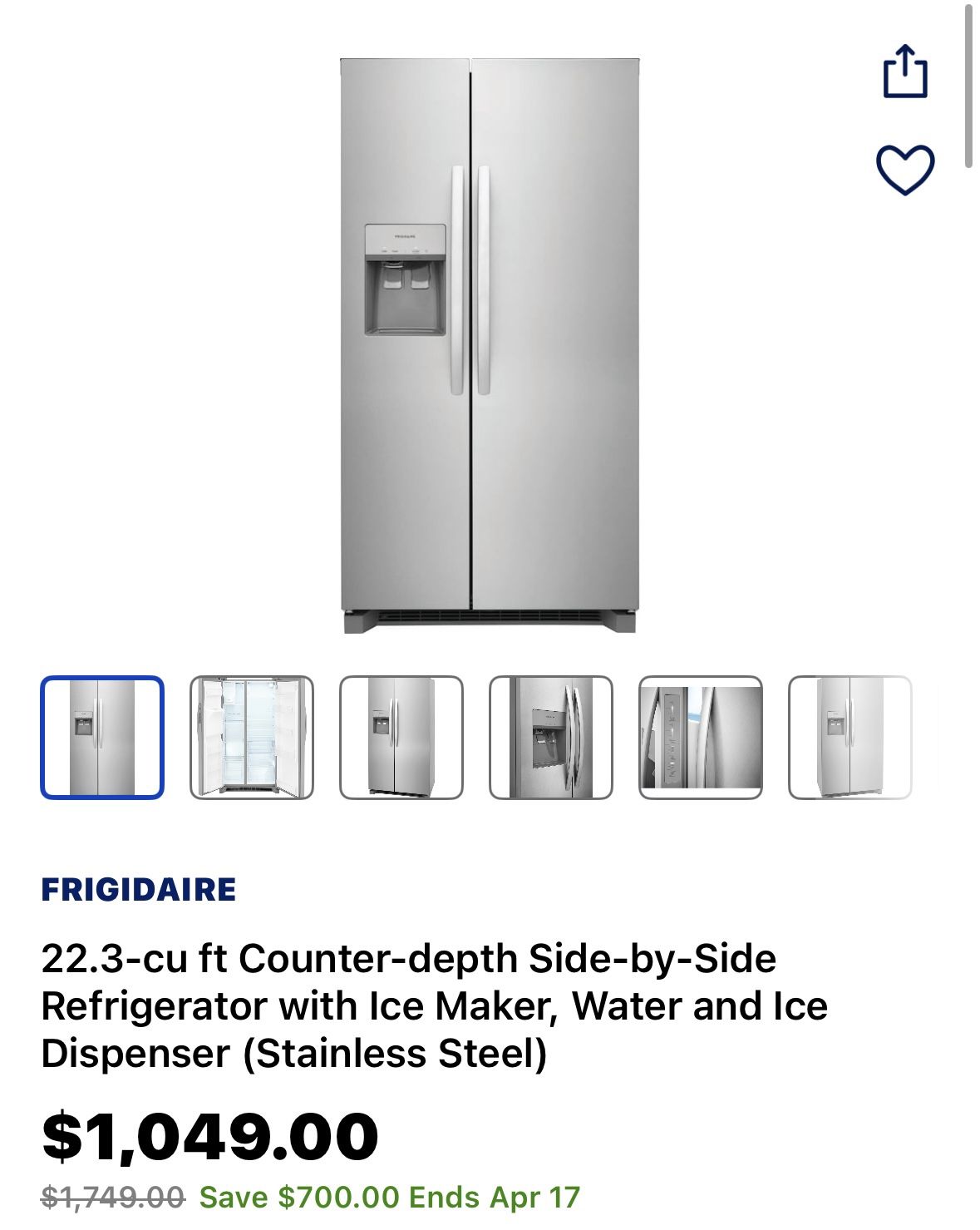 Frigidaire  refrigerator - stainless still