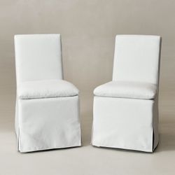 Diane Slipcover Performance Dining Chairs with Casters Set of 2