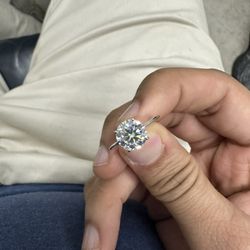 Beautiful 3 Carat Lab Engagement Ring In Sterling Silver