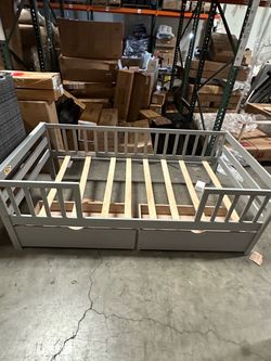 New Wooden Twin Bed Frame with Storage Drawers