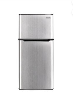 Frigidaire 4.5 cu ft 2-Door Compact Refrigerator with Freezer and Chrome trim—space-saving, energy-efficient mini fridge ideal for dorms, offices, and