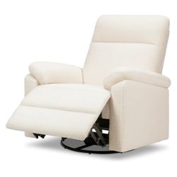 Cream Boucle Swivel Glider Recliner Chair