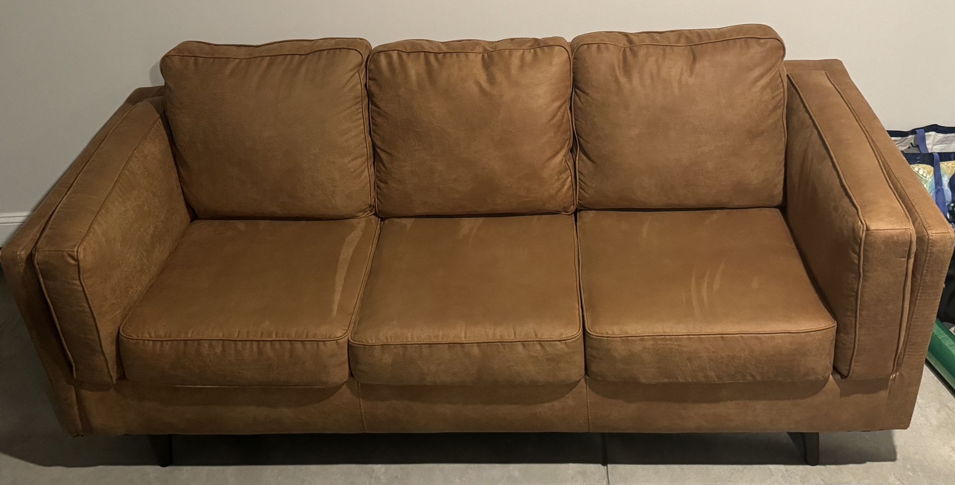 Brown Faux Leather Sofa Couch
