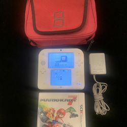 Nintendo 2DS White/Red Handheld + 20 Games(19 Pre-Installed)+ Charger +Game Bag